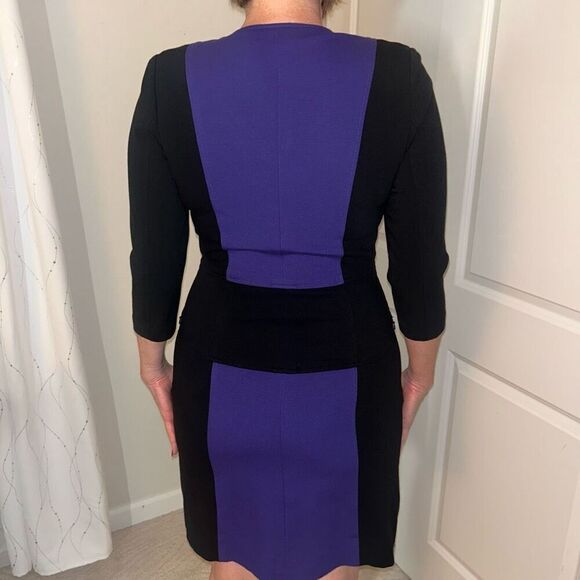 Etcetera Purple Black Mid Sleeve Colorblock Dress - Picture 3 of 4